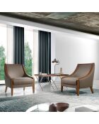 Table d'appoint noyer/argenté - 61x48x51 cm