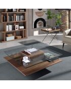 Table d'appoint noyer/argenté - 61x48x51 cm