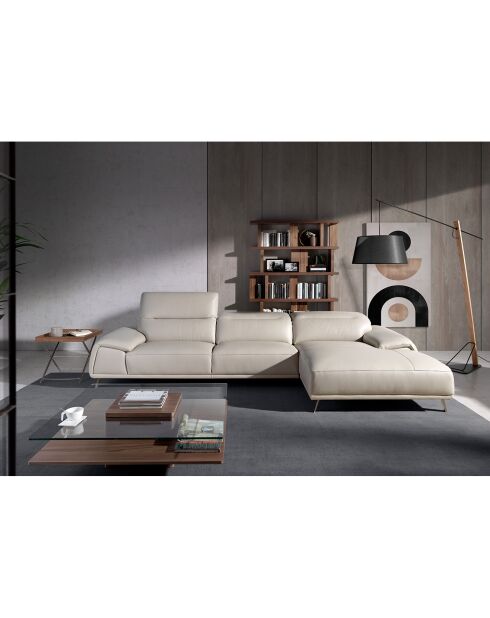 Table d'appoint noyer/argenté - 61x48x51 cm