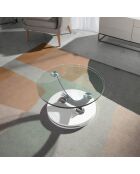 Fauteuil en cuir avec dossier gris/noyer - 75x80x89 cm