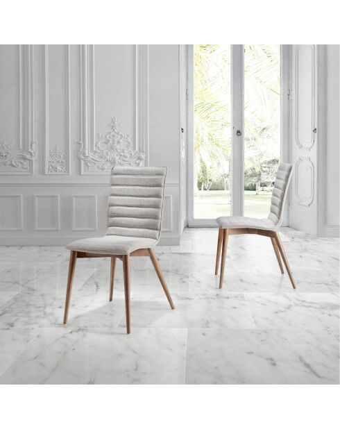 Chaise de salle à manger gris/noyer - 49x56x90 cm