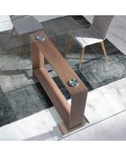 Chaise de salle à manger gris/noyer - 49x56x90 cm