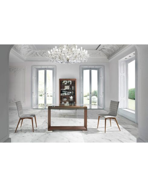 Chaise de salle à manger gris/noyer - 49x56x90 cm