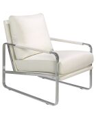Fauteuil similicuir crème/argenté - 67x100x89 cm