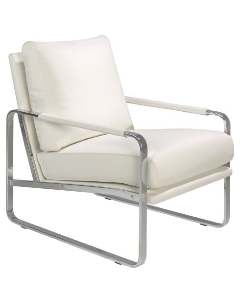 Fauteuil similicuir crème/argenté - 67x100x89 cm