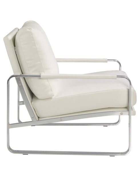 Fauteuil similicuir crème/argenté - 67x100x89 cm