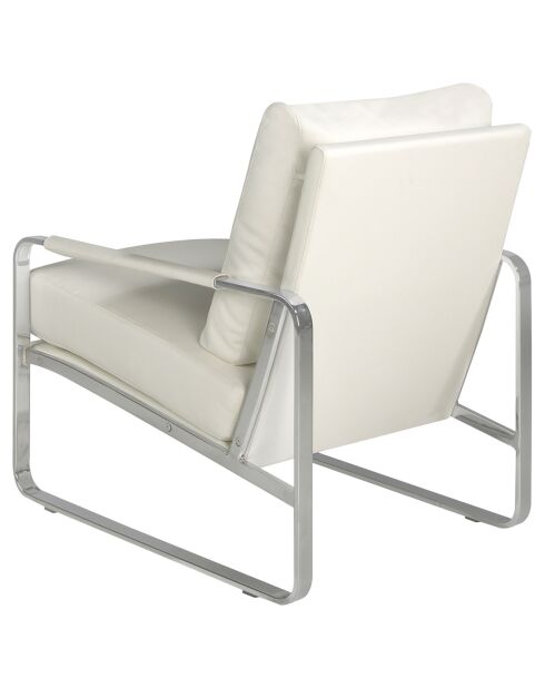 Fauteuil similicuir crème/argenté - 67x100x89 cm