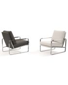 Fauteuil similicuir crème/argenté - 67x100x89 cm