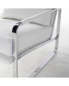 Fauteuil similicuir crème/argenté - 67x100x89 cm