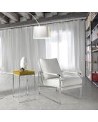 Fauteuil similicuir crème/argenté - 67x100x89 cm