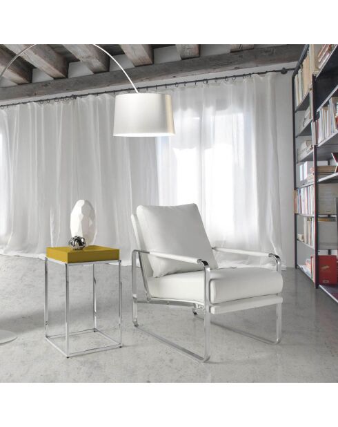 Fauteuil similicuir crème/argenté - 67x100x89 cm