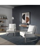 Fauteuil similicuir crème/argenté - 67x100x89 cm