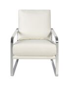 Fauteuil similicuir crème/argenté - 67x100x89 cm
