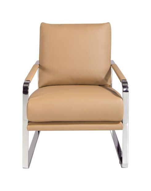 Fauteuil similicuir vison/argenté - 67x100x89 cm