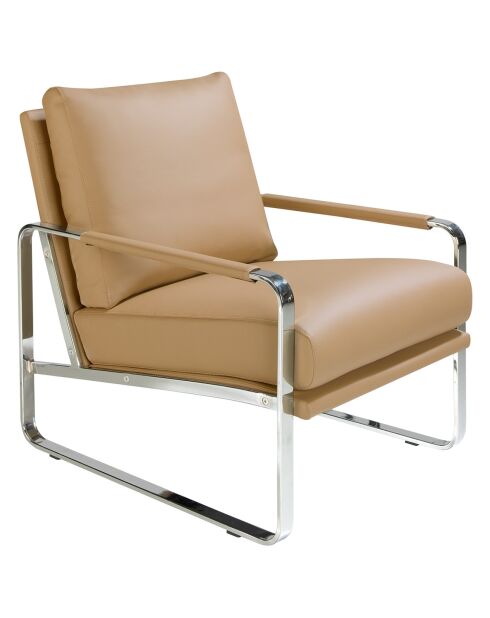 Fauteuil similicuir vison/argenté - 67x100x89 cm
