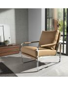 Fauteuil similicuir vison/argenté - 67x100x89 cm