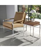 Fauteuil similicuir vison/argenté - 67x100x89 cm