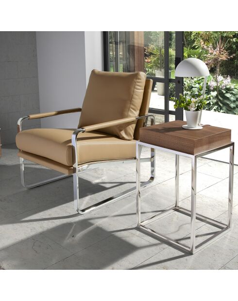 Fauteuil similicuir vison/argenté - 67x100x89 cm