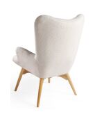 Fauteuil tapissé avce capiton gris/noyer - 70x80x92 cm