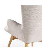 Fauteuil tapissé avce capiton gris/noyer - 70x80x92 cm