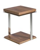 Table d'angle 2 plateaux noyer/argenté  - 45x45x55 cm