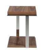Table d'angle 2 plateaux noyer/argenté  - 45x45x55 cm