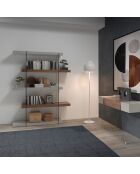 Bibliothèque avec côté en verre trempé noyer/blanc - 140x33x180 cm