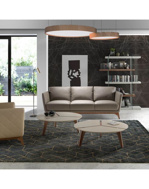 Chaise de table de salle à manger avec accoudoirs beige/frêne - 57x64x88 cm