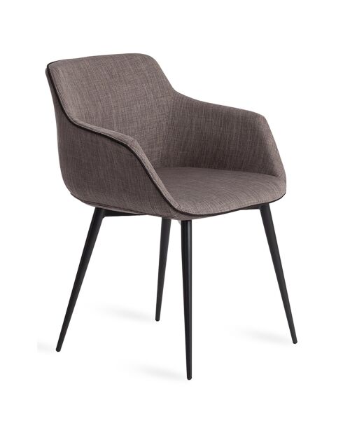 Fauteuil de salle à manger avec accoudoirs gris/noir - 60x59x77 cm