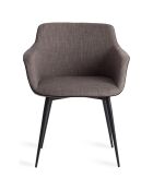 Fauteuil de salle à manger avec accoudoirs gris/noir - 60x59x77 cm