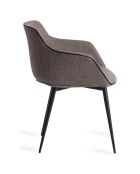 Fauteuil de salle à manger avec accoudoirs gris/noir - 60x59x77 cm