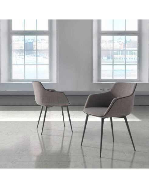 Fauteuil de salle à manger avec accoudoirs gris/noir - 60x59x77 cm