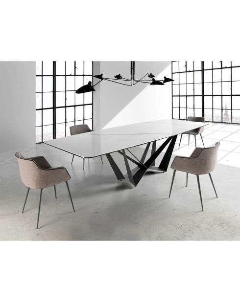 Fauteuil de salle à manger avec accoudoirs gris/noir - 60x59x77 cm