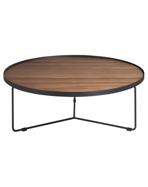 Table basse circulaire noyer/noir - 100x100x35 cm
