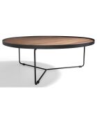 Table basse circulaire noyer/noir - 100x100x35 cm