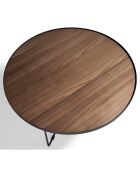 Table basse circulaire noyer/noir - 100x100x35 cm