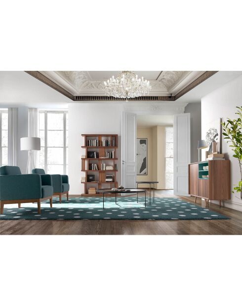 Table basse circulaire noyer/noir - 100x100x35 cm