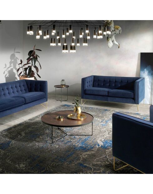 Tavolino circolare in noce/nero - 100x100x35 cm