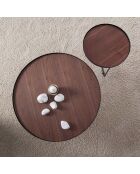 Table basse circulaire noyer/noir - 50x50x50 cm