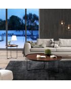 Table basse circulaire noyer/noir - 50x50x50 cm