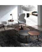 Table basse circulaire noyer/noir - 50x50x50 cm