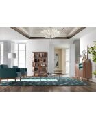 Table basse circulaire noyer/noir - 50x50x50 cm