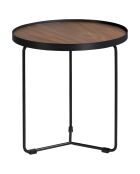 Table basse circulaire noyer/noir - 50x50x50 cm