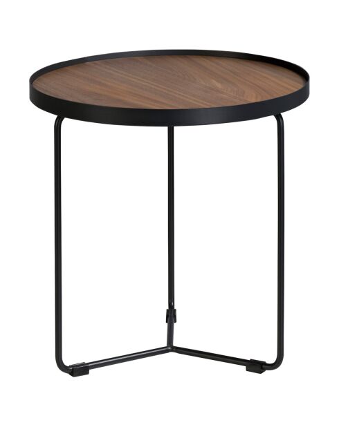 Mesita circular en nogal/negro - 50x50x50 cm