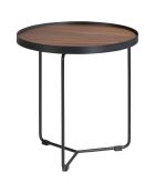 Table basse circulaire noyer/noir - 50x50x50 cm