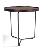 Table basse circulaire noyer/noir - 50x50x50 cm