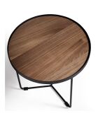 Table basse circulaire noyer/noir - 50x50x50 cm