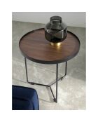 Table basse circulaire noyer/noir - 50x50x50 cm