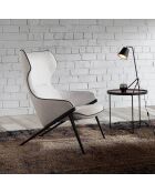 Table basse circulaire noyer/noir - 50x50x50 cm