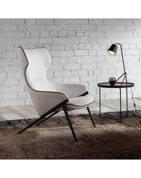 Runder Couchtisch aus Nussbaumholz/Schwarz - 50x50x50 cm